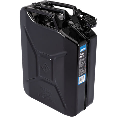 Draper 20L Steel Fuel Can in Black – Durable Metal Container for Gasoline and Diesel Storage