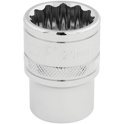 Draper 20mm 12-Point Socket for 1/2" Square Drive – Polished Chrome Metric Socket, Model 33289
