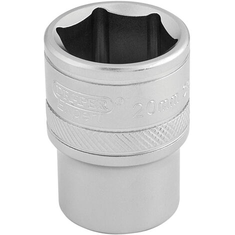 Draper 20mm 6-Point Socket for 1/2" Drive – Micro Satin Chrome Finish, Metric Size 16610