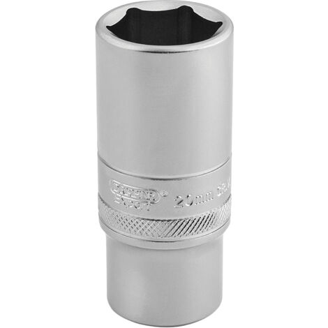 Draper 20mm Deep Socket 3/8 Inch Drive, Micro Satin Chrome Finish, Metric Size, Part Number 16587