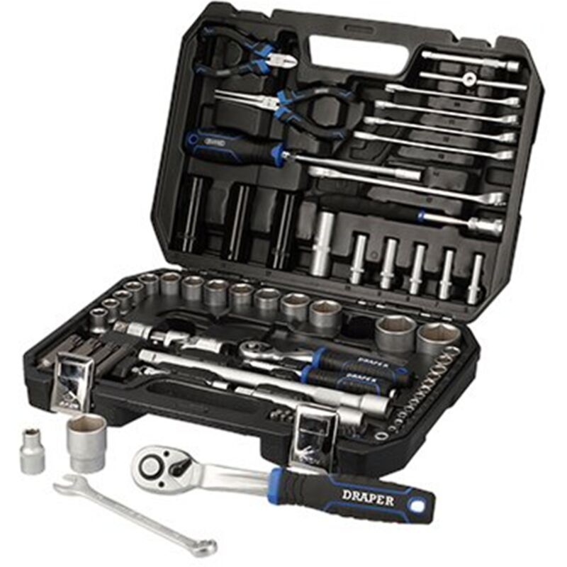 83PC 1/4 1/2 socket set 21444 hi-torq® Socket Set, 1/4' & 1/2' Sq. Dr. (83 Piece) - Draper