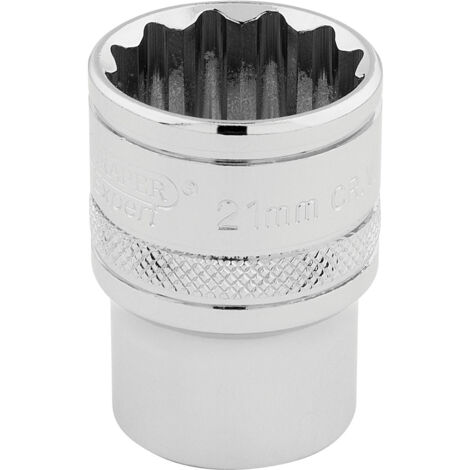 Draper 21mm 12-Point Square Drive Hi-Torq® Socket (1/2" Drive, Polished Chrome, Model 33290)