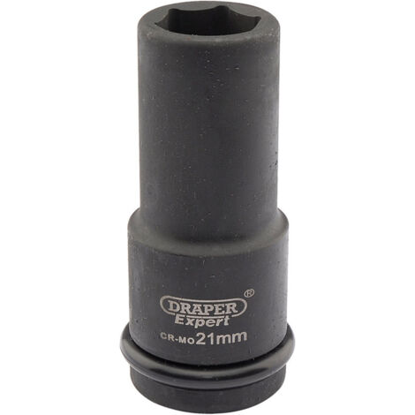 Draper 21mm Hi-Torq® Deep Impact Socket for 3/4" Square Drive, Metric, Heavy-Duty 3/4-Inch Deep Socket (Model 05053)