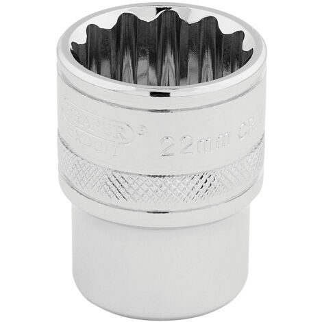 Draper 22mm 12-Point 1/2" Square Drive Hi-Torq® Socket (Model 33368) in Polished Chrome