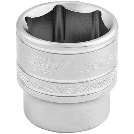 Draper 22mm 6-Point 3/8" Drive Metric Socket (Part No. 16547) in Micro Satin Chrome Finish