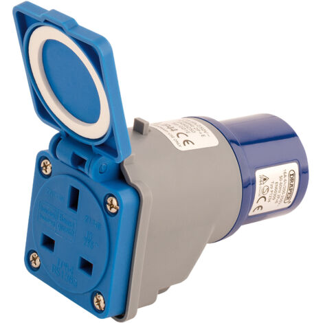 Draper 230V 16A to 13A Moulded Power Adapter Plug Converter (Model 17574)