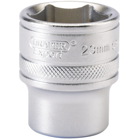 Draper 23mm 6-Point Socket for 1/2" Drive – Micro Satin Chrome Finish, Metric Size 16614
