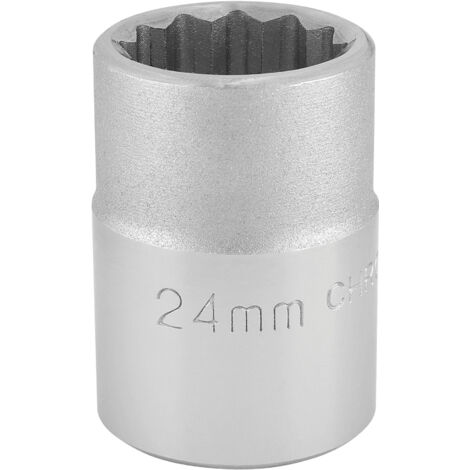 Draper 24mm 12-Point Socket for 3/4-Inch Drive, Bulk Pack, Polished Chrome Finish, Suitable for Metric and Imperial Applications