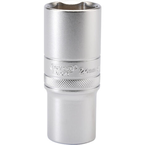 Draper 24mm Deep Socket 1/2" Drive, Micro Satin Chrome Finish, Part Number 16655, Metric Size