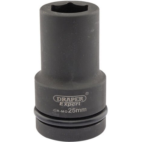 Draper 25mm Hi-Torq® Metric Deep Impact Socket with 1-Inch Square Drive, 1/4 Inch Drive, Heavy-Duty Impact Tool