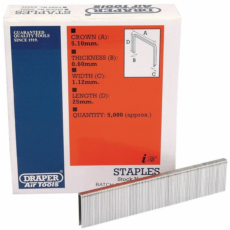 Draper - 25mm Staples (5000) (59839)