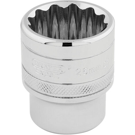 Draper 26mm 12-Point Socket for 1/2" Drive – Polished Chrome Metric Socket (Model 33441)