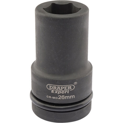 Draper 26mm Hi-Torq® Metric Deep Impact Socket, 1/2" Square Drive, Heavy-Duty Impact Tool