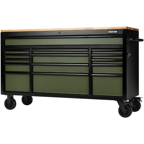 Draper Tools Bench Draper 28077 BUNKER 10 Drawer Workbench Roller Tool Cabinet with Black ...