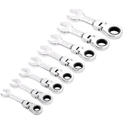Draper 27982 8pc HI-Torq Metric Stubby Flex Head Ratchet Combination Spanner Set