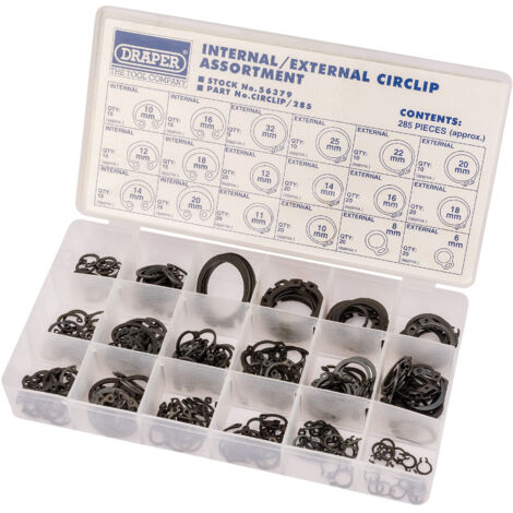 Draper 285-Piece Internal and External Circlip Assortment Set (Model 56379)
