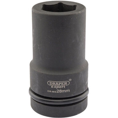 Draper 28mm Hi-Torq® Metric Deep Impact Socket – 1/2" Square Drive, 1-Inch Deep Socket for Heavy-Duty Impact Wrenching