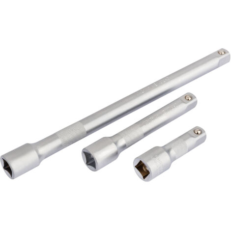 Draper 3-Piece 1/2" Square Drive Extension Bar Set in Micro Satin Chrome