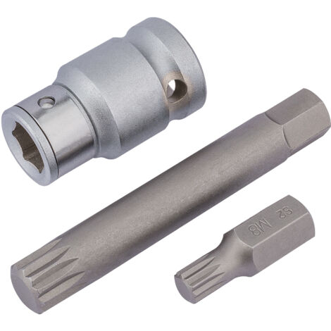 Draper 3-Piece 1/2" Square Drive Spline Bit and Holder Set (Model 83566)