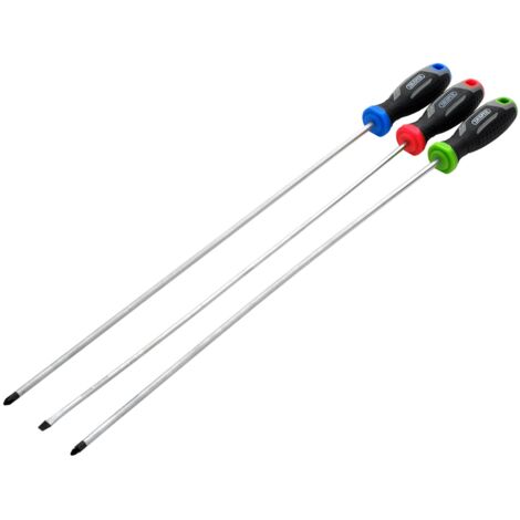 Draper 3-Piece Long Reach Soft Grip Screwdriver Set (Set 1)