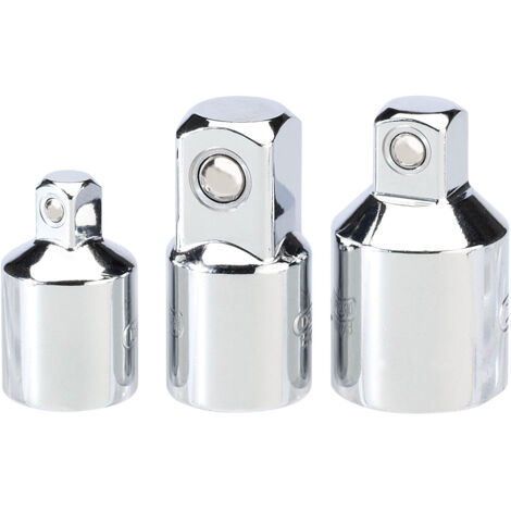 Draper 3-Piece Socket Converter Set (16806) – Includes 1/4", 3/8", and 1/2" Step-Up/Down Reducers in Polished Chrome