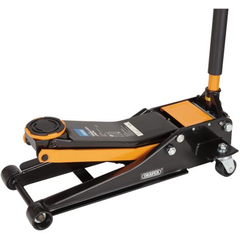 Draper 3-Tonne Orange Trolley Jack with 75-505mm Lift Range, 738mm Chassis Length, Model 28494