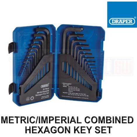Draper 30-Piece Metric and Imperial Combined Long Pattern Hexagon Allen Key Set (Model 33894)