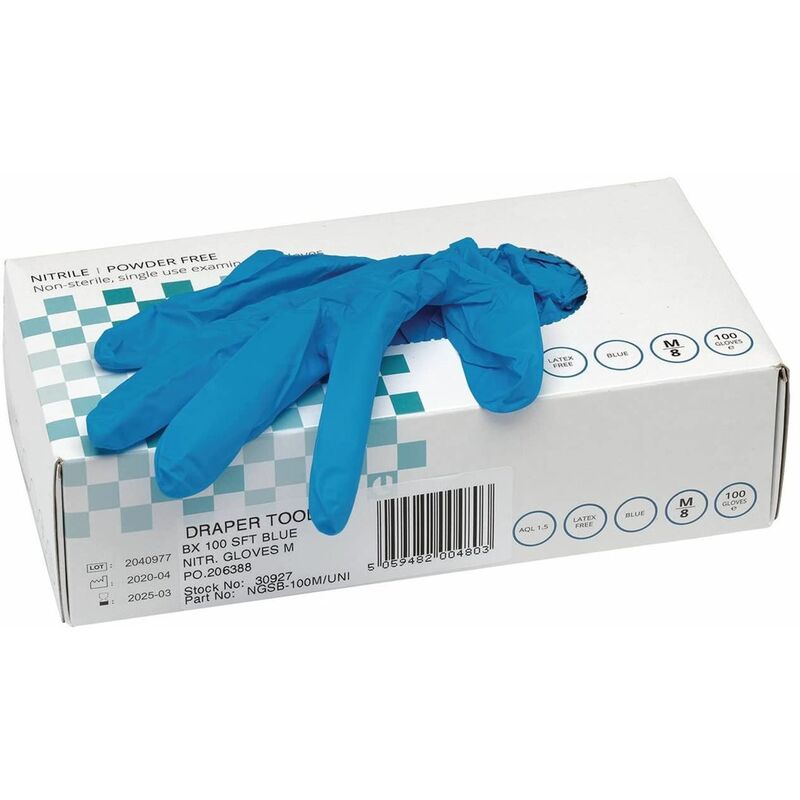 Nitrile Gloves, Medium, Blue (Pack of 100) (30927)