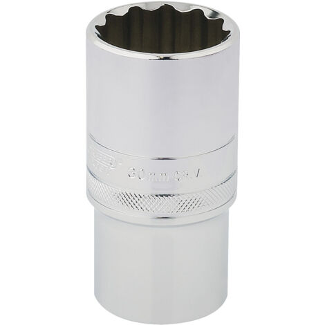 Draper 30mm Deep Socket for 1/2" Drive – Metric, Polished Chrome, Pack of 1