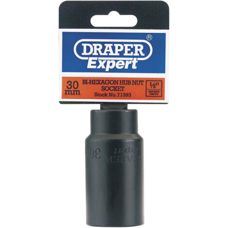 Draper 30mm Hub Nut Impact Socket – 1/2" Square Drive, Heavy-Duty Steel, Model 71393