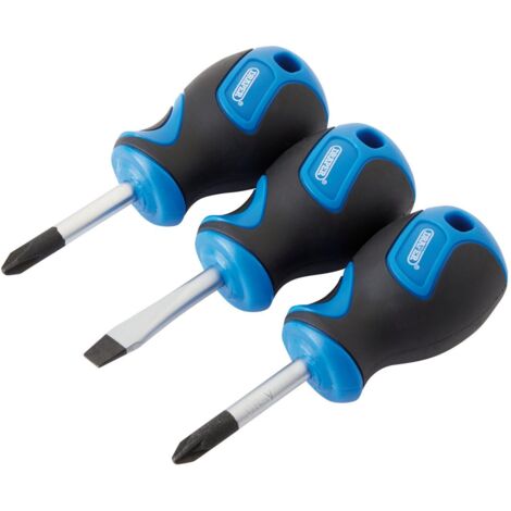 Draper 32604 - Set di cacciaviti di precisione, impugnatura morbida e tozza, inserti sagomati, set di utensili manuali, cacciaviti Phillips e a testa piatta, punte sabbiate con sabbia