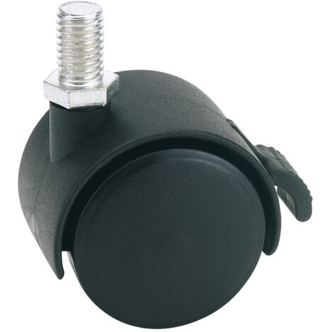 Draper 40mm Diameter Twin Nylon Castor with Brake, 25kg Safe Working Load (Model 65465)