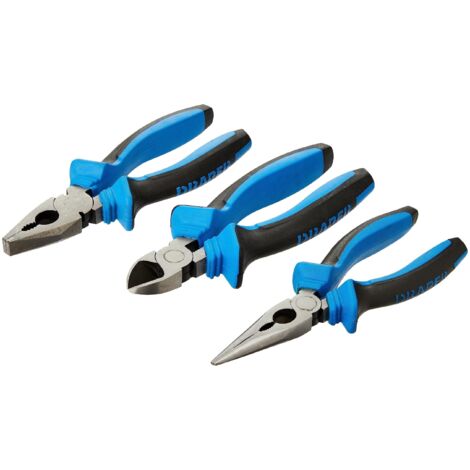 Draper 45864 Soft Grip Pliers Set – 3-Piece, 160mm Blue Hand Tools