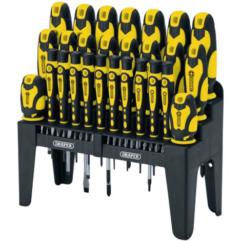Draper 47-Piece Soft Grip Screwdriver and Bit Set with Storage Case in Yellow