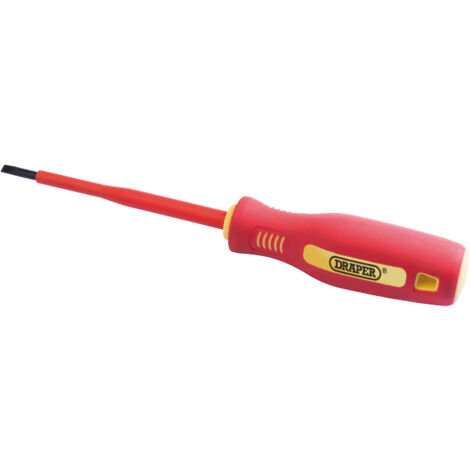 Draper 4mm x 100mm Fully Insulated Plain Slot Screwdriver. (Display Packed) (46517)