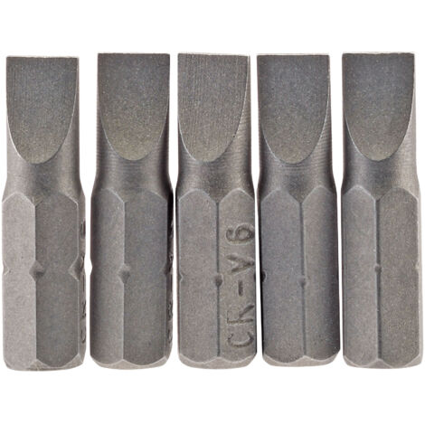 Draper 5-Piece 25mm and 6mm Plain Slot E-Shank Insert Bits Set – 1/4" Hex Drive