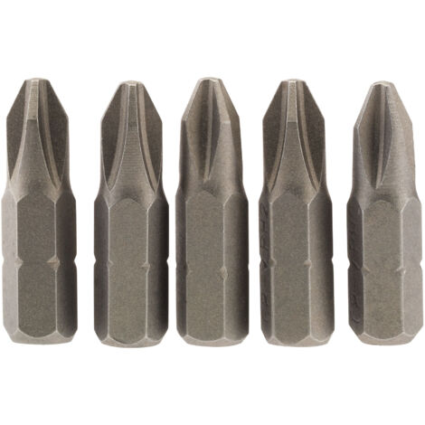 Draper 5-Piece 25mm No. 2 Cross Slot (Phillips) S/D Bit Set with E-Shank Insert Bits – 1/4" Hex Drive