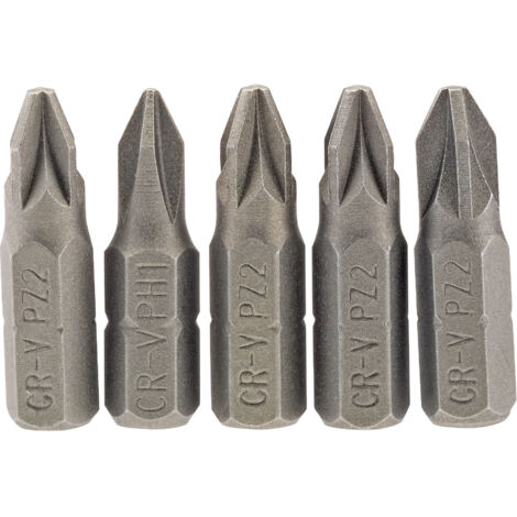 Draper 5-Piece 25mm No.2 Phillips Pozidriv (PZ) Insert Bit Set with 1/4" Hex Shank