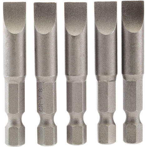 Draper 5-Piece 50mm and 8mm Plain Slot P. Slot S/D Bit Set with E-Shank Insert Bits – 1/4" Hex Drive