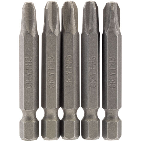 Draper 5-Piece 50mm No.3 Cross Slot (Phillips) Insert Bit Set with 1/4" Hex Shank
