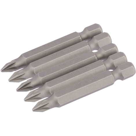 Draper 5-Piece 50mm PZ Screwdriver Bits Set with 1/4" Hex Shank – No. 1 PZ Type E Insert Bits