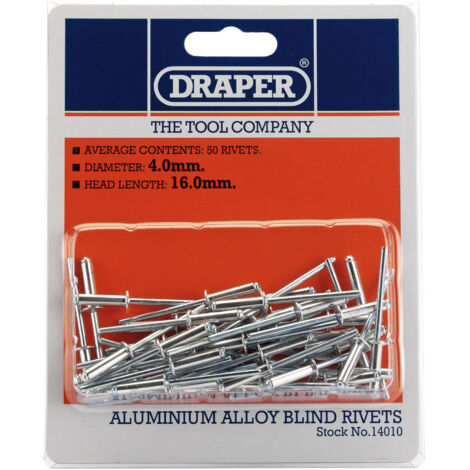 Draper 50-Pack 4mm x 15.8mm Blind Rivets for Fastening and Assembly (Model 14010)