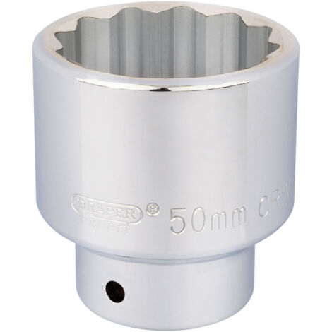 Draper 50mm 12-Point 3/4-Inch Square Drive Metric Socket in Polished Chrome – Bulk Pack of 16707