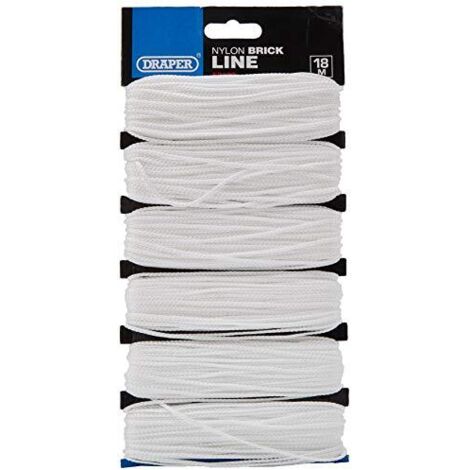 Draper 52130 - Set di 6 matasse in nylon per allineamento mattoni, bianca, 18 m