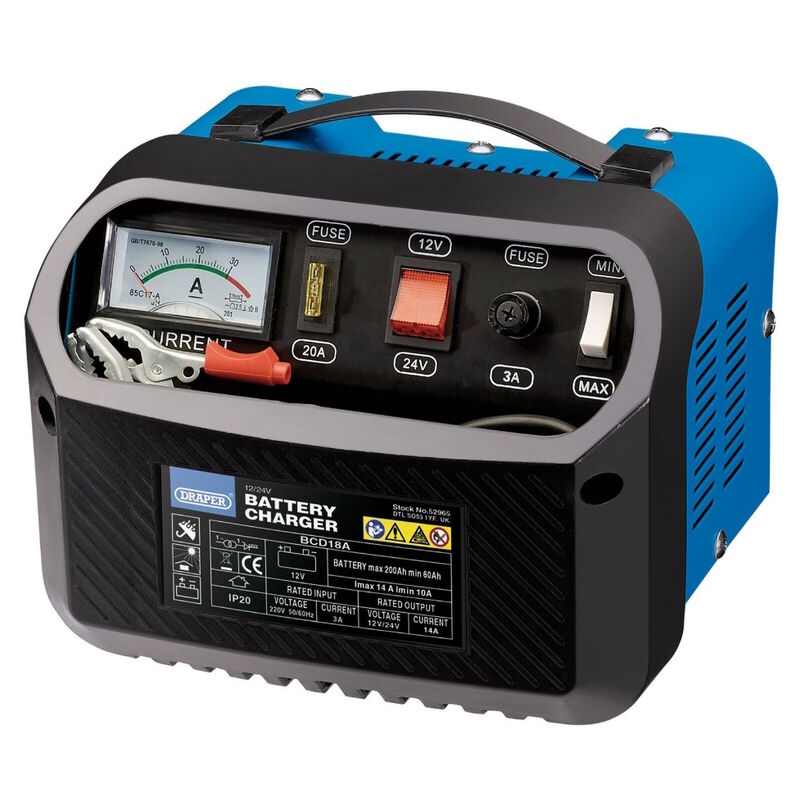 Draper - 52965 - 12/24V Battery Charger, 10 - 14A