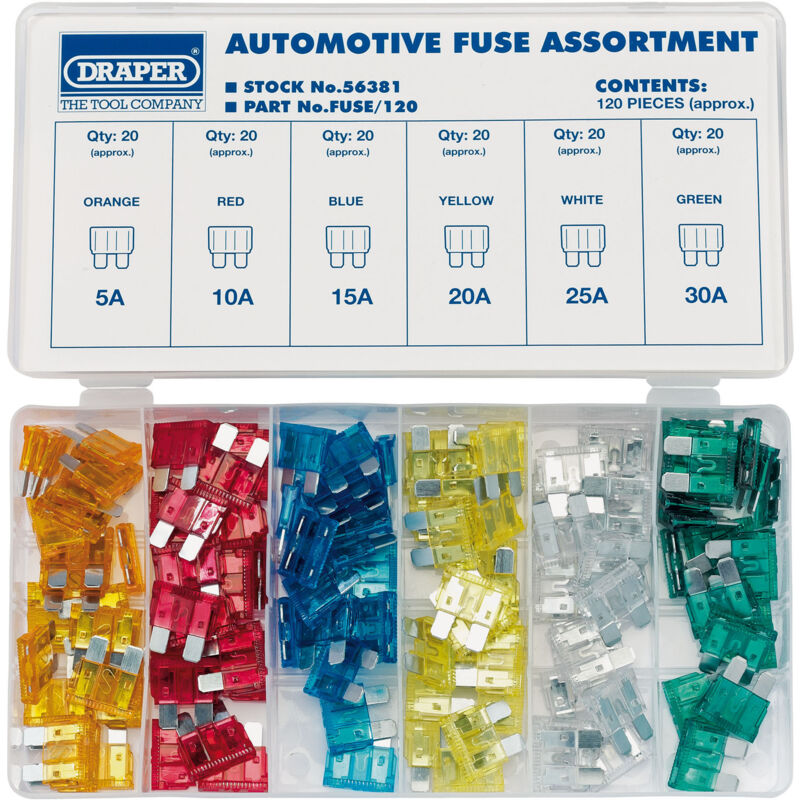 Draper - Standard Automotive Plug-In Fuse Assortment (120 Piece) (56381)