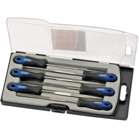 Draper 6-Piece 150mm Soft Grip Diamond Needle File Set for Precision Filing and Metalwork