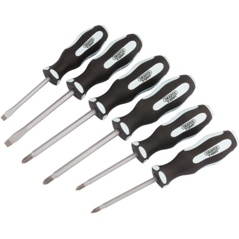 Draper 6-Piece Heavy-Duty Professional Screwdriver Set with Soft Grip Handles in PVC Storage Case