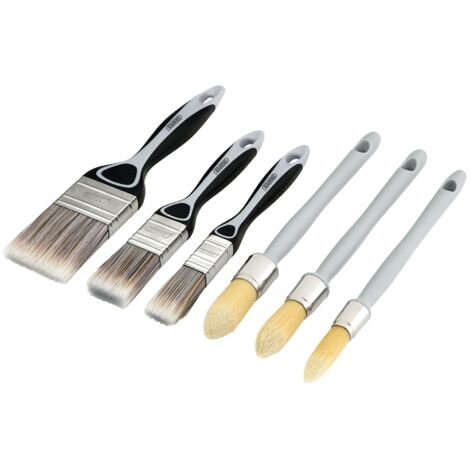 Draper 6-Piece Professional Paint Brush Set with Flat and Round Sash Brushes for Interior and Exterior Painting