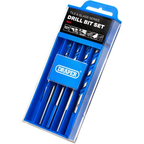 Draper 6-Piece TCT Tile and Glass Drill Bit Set (Model 10072) for Precise Drilling in Tiles and Glass